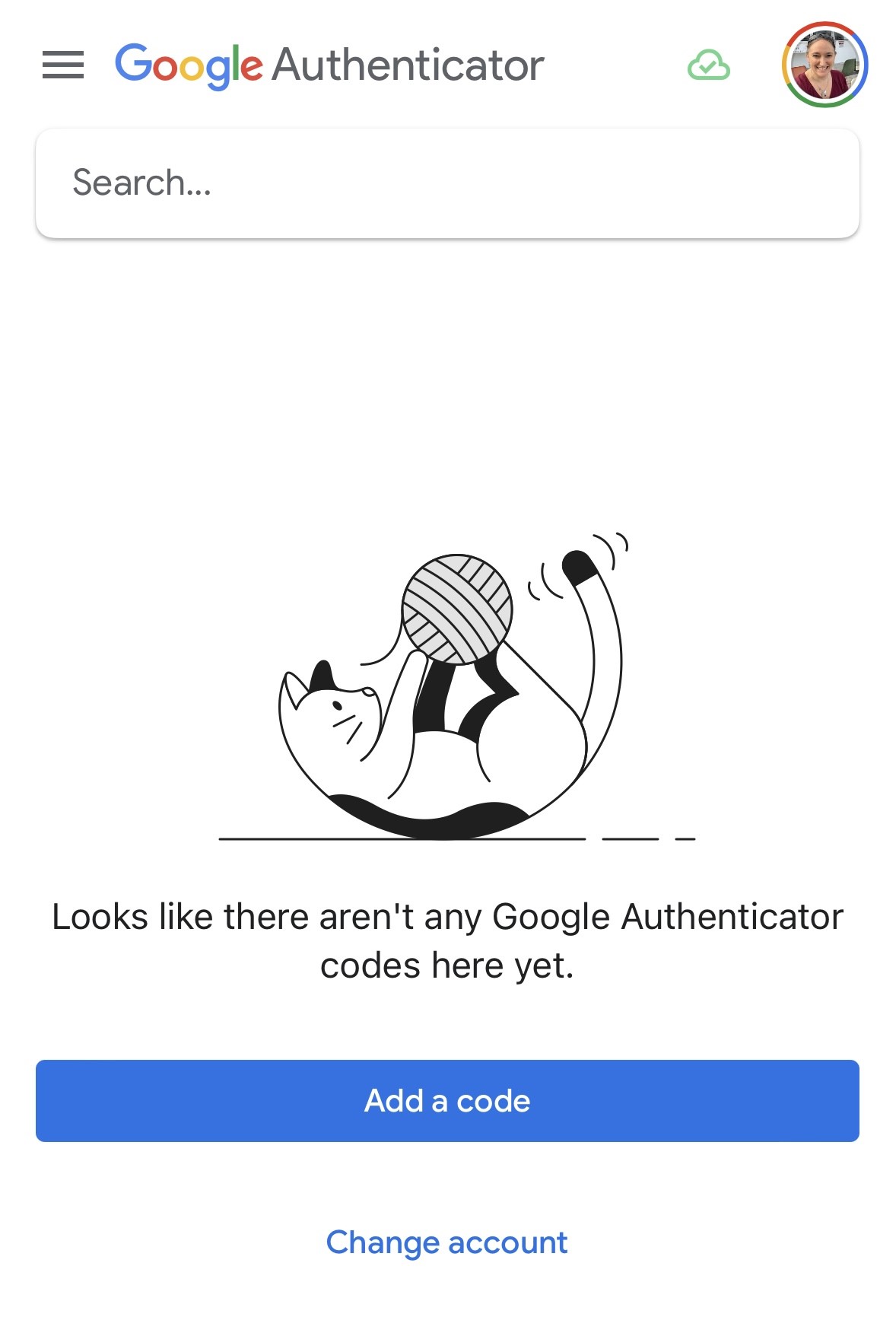 Google Authenticator Add a code page screenshot