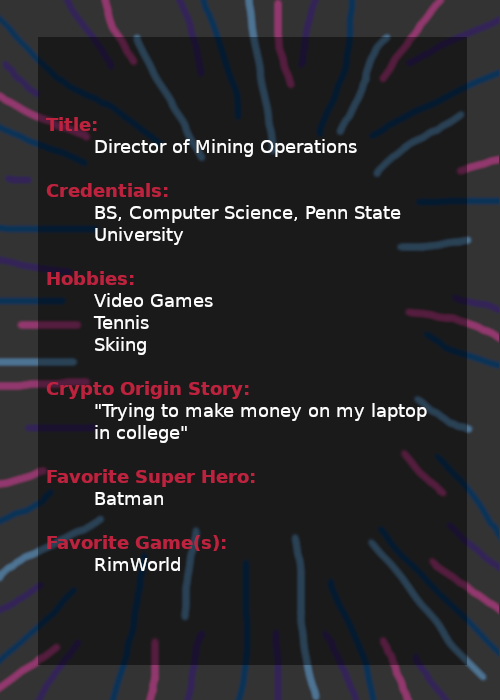back of hero card with stats on the Mining Guru