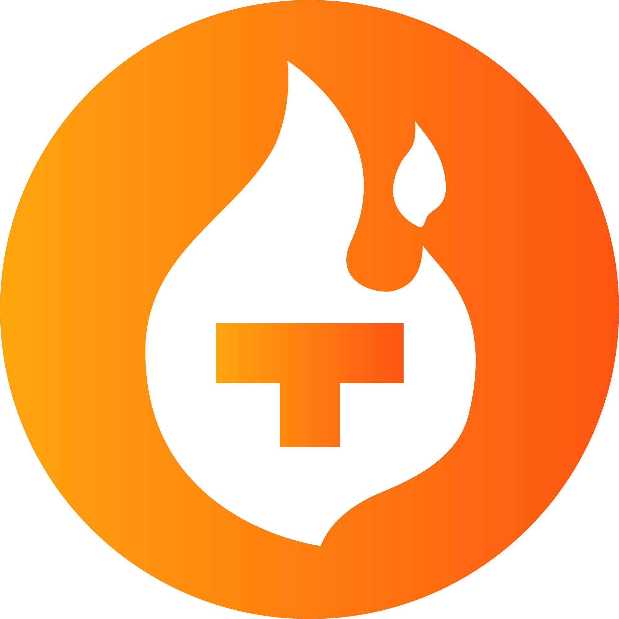 TFUEL logo orange circle with white flame and orange T
